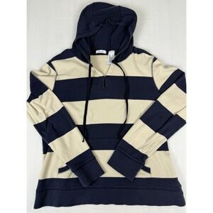 Liz & Co Sweater Women's XL Dark Blue White Stripe Long Sleeve Pullover Stretch